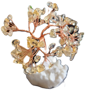 Citrine Chip Money Tree White Quartz Base