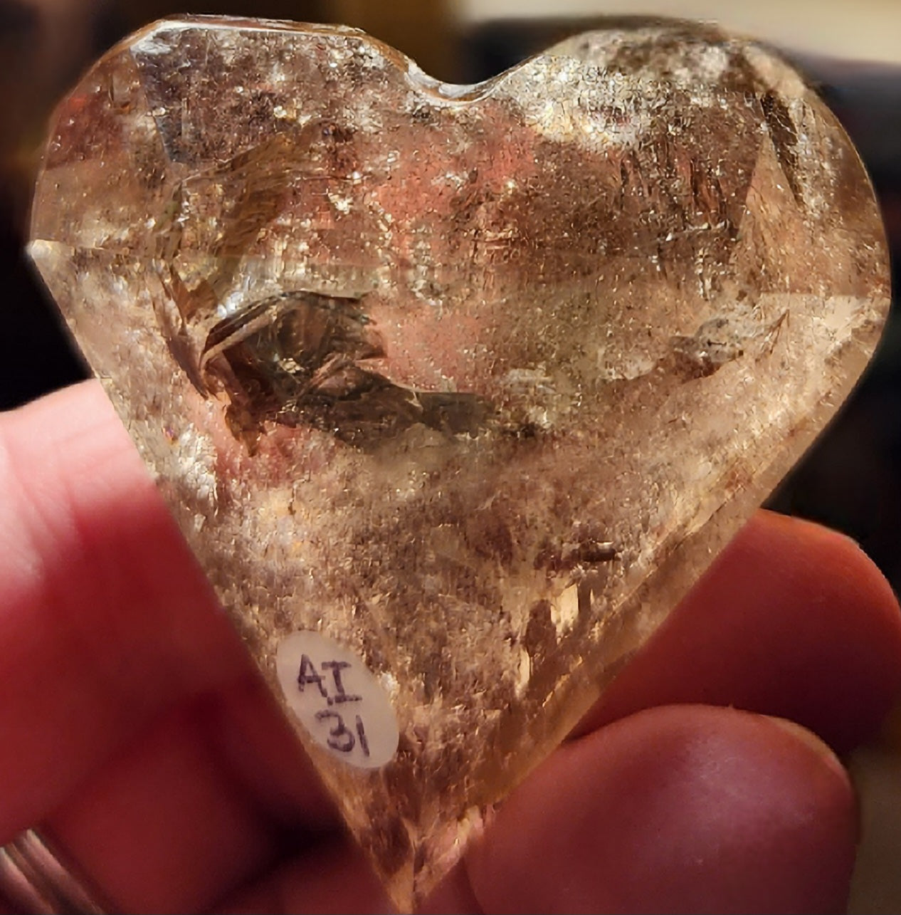 Smoky Quartz Carved Heart for Physical Protection as Well as Emotional Strength