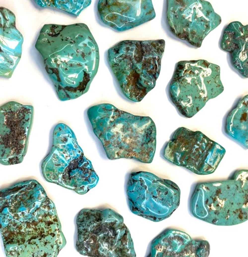 Tumbled Mexican Turquoise - Polished & Wavy! Stabilized (Coated) for Long Life!