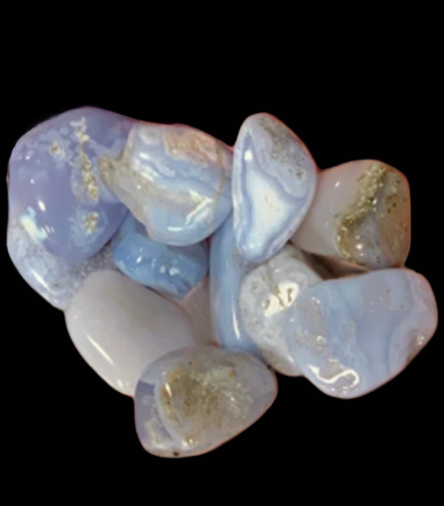 Blue Lace Agate Tumbled Stone for Crown Chakra, Energy