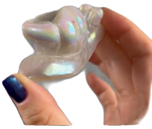 Large Hand-Carved Rainbow Aura Druzy Agate Snail