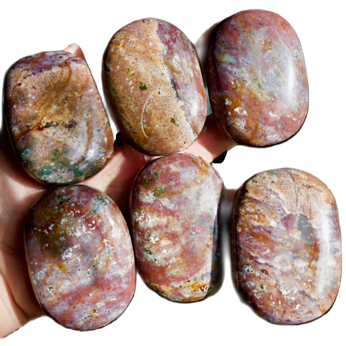 Stormy Stones! Indian Jasper Palm Stone Infused w/Courage, Strength, Grounding