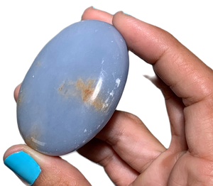 Stormy Stones! Angelite Palm Stone for Angel Communication