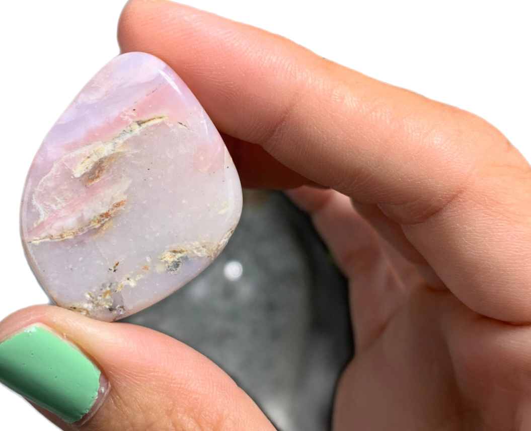 Rare PINK Opal Polished & Tumbled Stone for Making Friends, Higher Confidence, & Combating Shyness