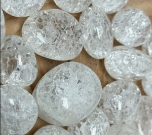 Small Clear Crackle Quartz Tumbled Crystals - Fire and Ice