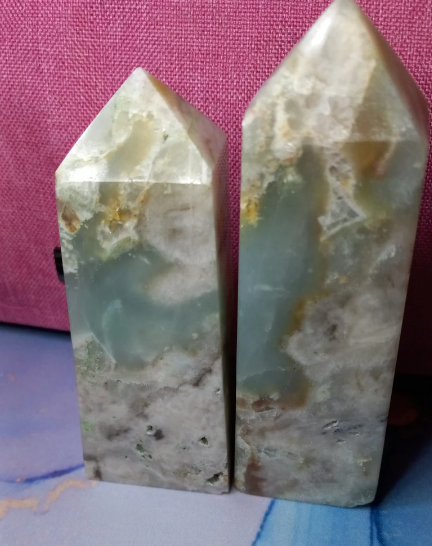 Beautiful Large Green Flower Agate Tower - Choose!