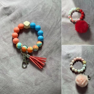 Periwinkle Silicone Beaded Stretch Bracelet - Lanyards, Binky Clips, Corkscrews, Keychains Also Available!