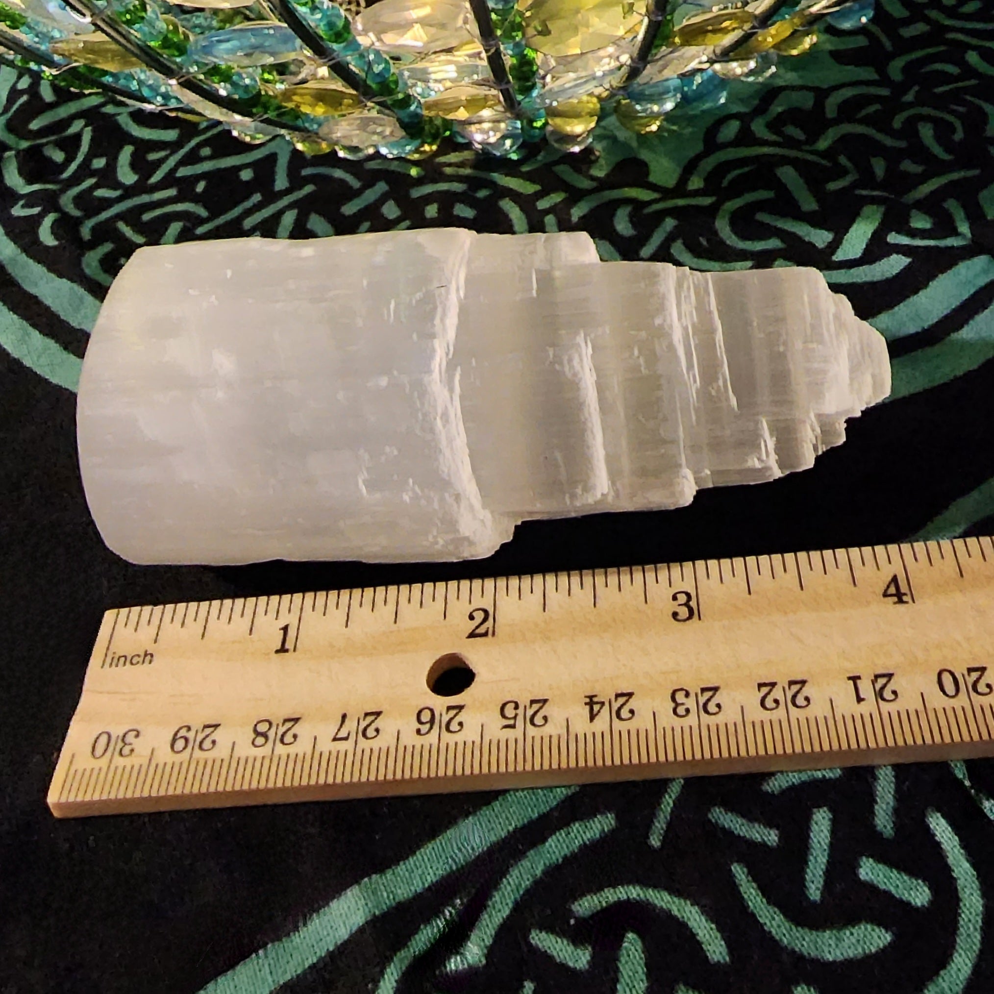 Hand Chiseled Selenite Crystal Tower, 4" Tall!