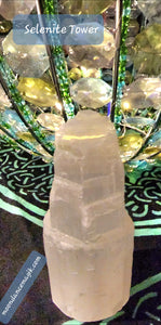 Hand Chiseled Selenite Crystal Tower, 4" Tall!