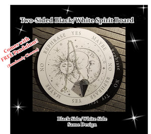 Double-Sided Spirit Board - Black/White w/FREE Random Pendulum