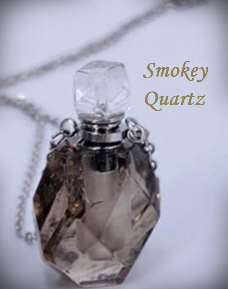 Choice of Beautiful Quartz Potion or Perfume Bottle Necklaces, Hand Carved!