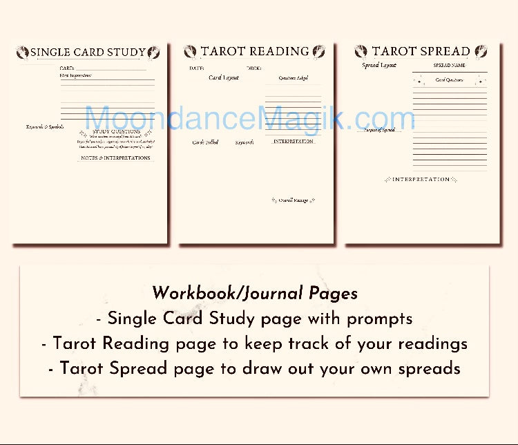 Tarot Card Cheat Sheets and Organizer Digital Download