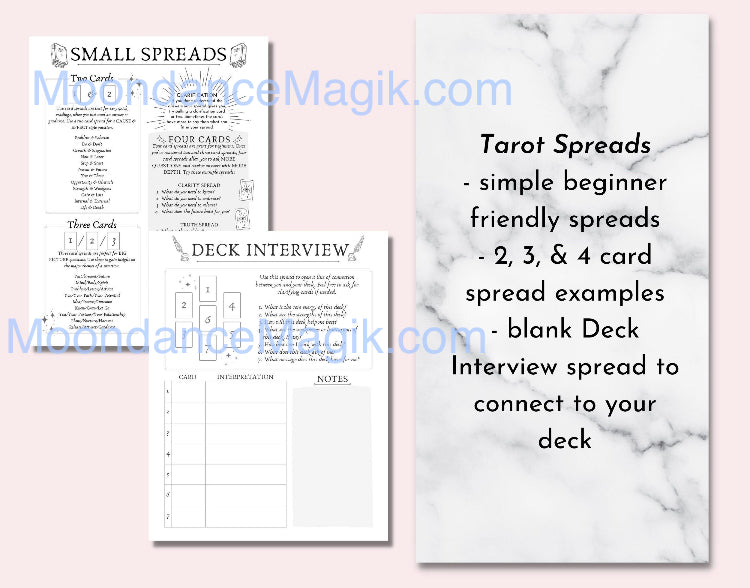 Tarot Card Cheat Sheets and Organizer Digital Download