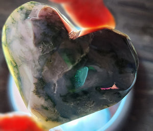 Moss Agate Geode Heart - Gorgeous Heart Specimens!